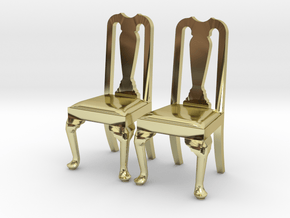 Pair of 1:48 Queen Anne Chairs in 18K Gold Plated