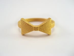 Bow Tie Ring (Size 7) in Polished Gold Steel