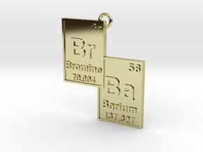 "Br/Ba" Bromine and Barium Periodic Table Pendant in 18K Gold Plated