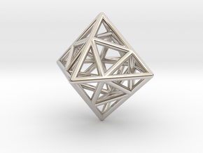 Icosa-Octahedron in Rhodium Plated Brass