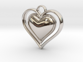 Framed Heart Pendant in Rhodium Plated Brass