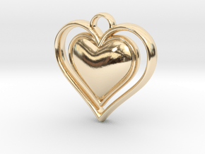 Framed Heart Pendant in 14k Gold Plated Brass