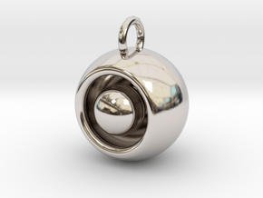 Floating Iris Pendant in Rhodium Plated Brass