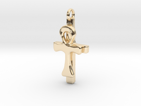Ankh and Cross Pendant in 14k Gold Plated Brass