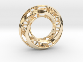 Mobius Ring Pendant v4 in 14k Gold Plated Brass