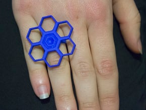 Honeycomb Flower ring Small in Red Processed Versatile Plastic