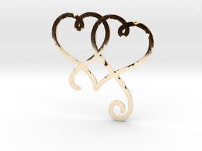 Linked Swirly Hearts (Thin) in 14k Gold Plated Brass