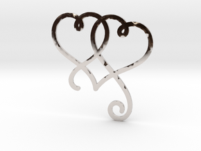 Linked Swirly Hearts (Thin) in Rhodium Plated Brass