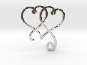 Linked Swirly Hearts (~4mm depth) in Rhodium Plated Brass