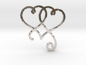 Linked Swirly Hearts (~2mm depth) in Rhodium Plated Brass