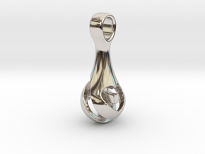 Heart and Cross Droplet - Captured in Rhodium Plated Brass