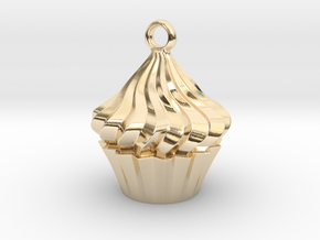 Cupcake Pendant in 14k Gold Plated Brass