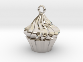 Cupcake Pendant in Rhodium Plated Brass