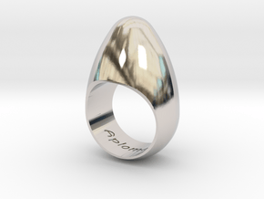 Egg Ring Size 7 in Rhodium Plated Brass