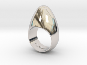 Egg Ring Size 10 in Rhodium Plated Brass