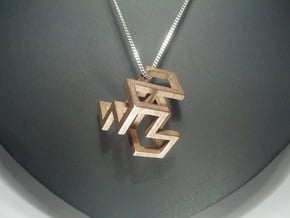 Cube Frame Pendant in Polished Bronzed Silver Steel
