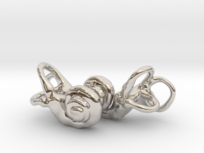 Inner Ear / Cochlea Earring Pair (left & right) in Rhodium Plated Brass