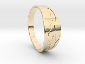 Size 7 M G-Clef Ring Engraved in 14k Gold Plated Brass