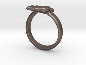 Newborn Baby hand ring in Polished Bronzed Silver Steel