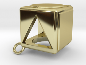 Shape Sorter Box Cube Pendant Keyring in 18K Gold Plated