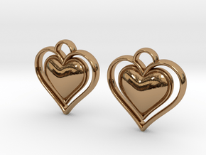 Framed Heart Earrings in Polished Brass