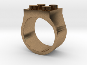 Brick Ring 4 Stud Type III in Natural Brass
