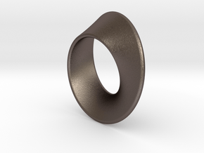 Moebius Band 1 cm in Polished Bronzed Silver Steel