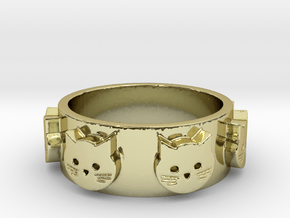 Ring of Seven Cats Ring Size 8 in 18K Gold Plated