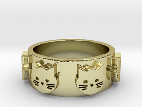 Ring of Seven Cats Ring Size 6.5 in 18K Gold Plated
