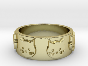 Ring of Seven Cats Ring Size 8.5 in 18K Gold Plated
