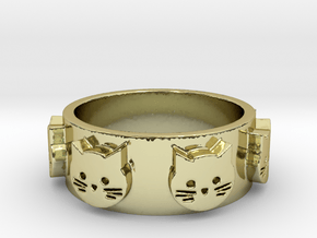 Ring of Seven Cats Ring Size 7.5 in 18K Gold Plated