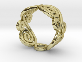 2 Spirals and Ovals -Closed version- Size17 in 18K Gold Plated