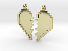 Pixel Heart Friendship Pendant in 18K Gold Plated