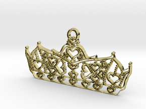 Queen of Hearts crown tiara charm or pendant 2mm t in 18K Gold Plated