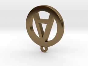 Necklace Charm - Letter "A" in Polished Bronze