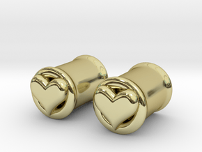 Heart 8mm (0 gauge) tunnels in 18K Gold Plated