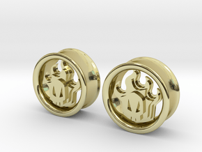 1 Inch Flame Skull Plugs in 18K Gold Plated
