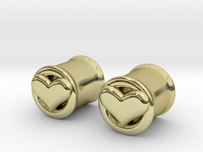 Heart 10mm (00 gauge) tunnels in 18K Gold Plated