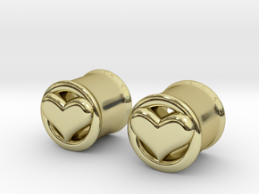 Heart 12mm (1/2 inch) plugs/tunnels in 18K Gold Plated
