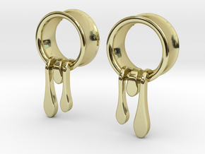 15/16 Inch Bleeding Tunnels 2 in 18K Gold Plated