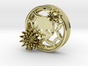 2 Inch Chrysanthemum And Skull Tunnel (right) in 18K Gold Plated