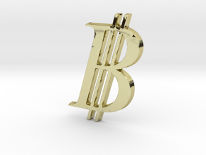 Bitcoin Logo 3D 50mm in 18K Gold Plated