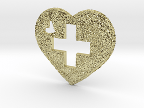 Love Switzerland Heart 3D 50mm in 18K Gold Plated