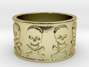12 Skull and crossbones Ring Size 7.5 in 18K Gold Plated