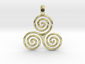 TRIPLE SPIRAL Minimal Symbol Jewelry Pendant  in 18K Gold Plated