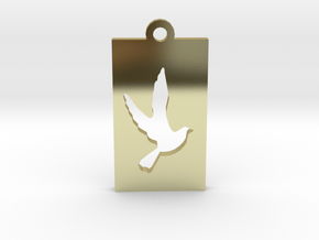 Rectangular Frame Pendant Dove Insert in 18K Gold Plated