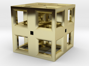 Low Poly Fractal Cube 20mm in 18K Gold Plated