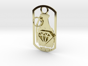 Diamond grenade dog tag in 18K Gold Plated