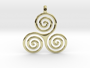 TRIPLE SPIRAL Symbolic Jewelry Pendant in 18K Gold Plated