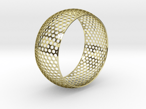 Vertical Honey Comb Rounded Bracelet in 18K Gold Plated